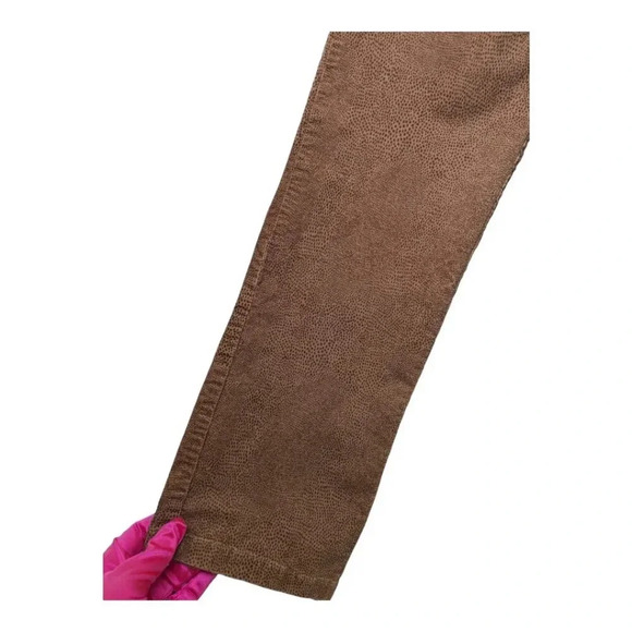 Tribal Womens Animal Print Brown Dotted Straight Leg Corduroy Pants Caramel 10 - Picture 7 of 13
